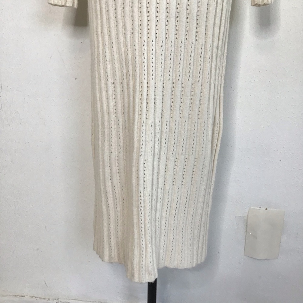 NWT- Petal & Pup Women Elegant Warm Ivory Ribbed Knit Crochet Sweater Dress L - Picture 6 of 12